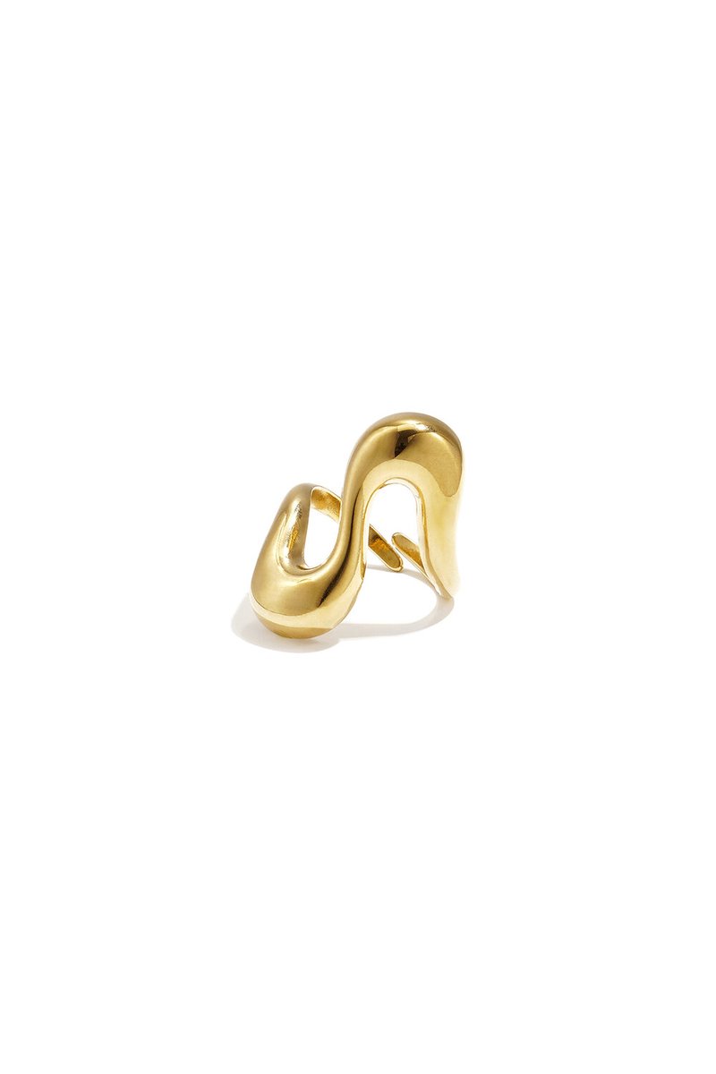 Bijoutheek Ring (Sieraad) Wavy Statement Goudkleurig