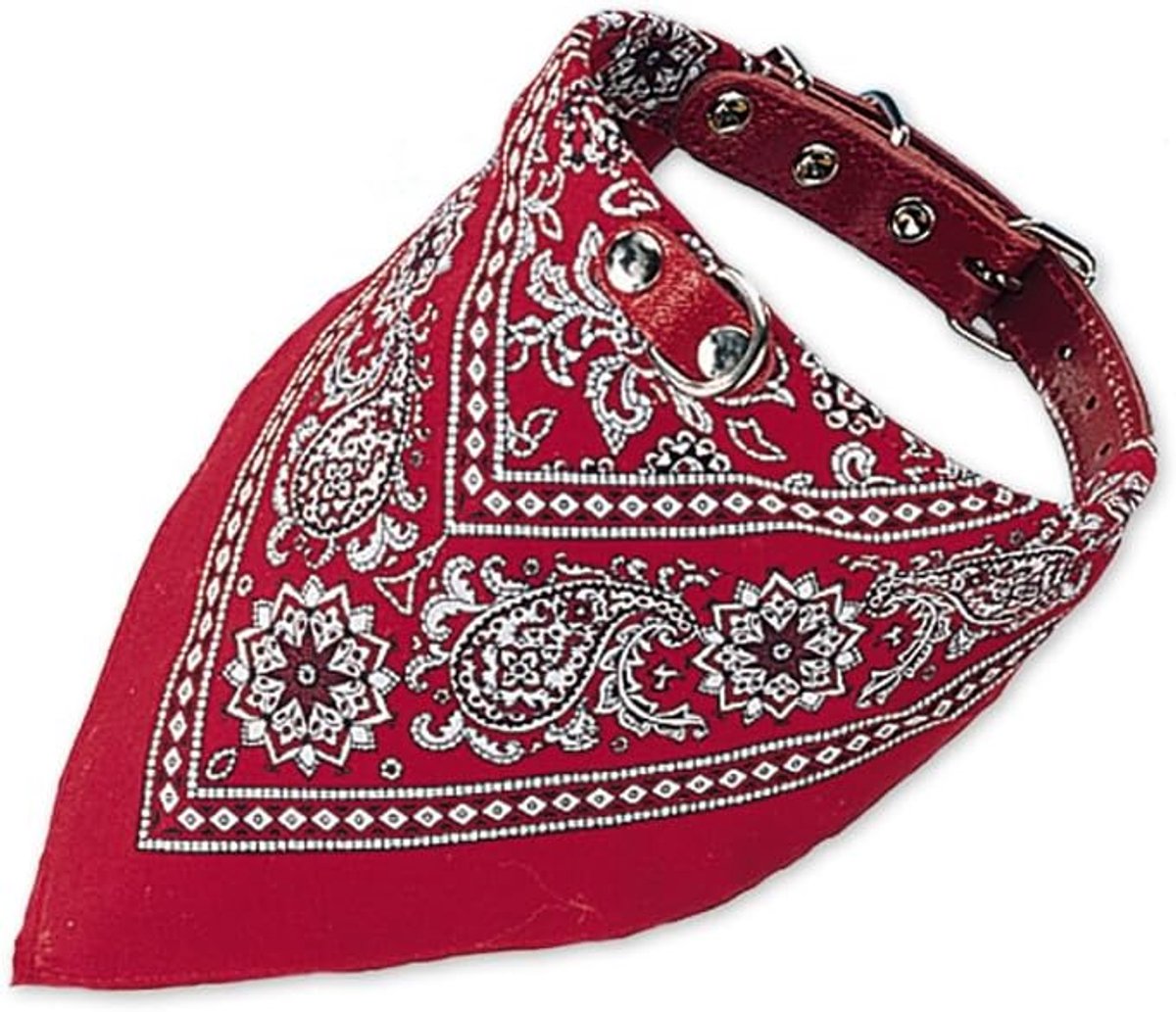 Thijox - Nobby Halsband met Doek, Rood, L: 45 cm, Leer, Retro-Look, Modieuze Hondenhalsband, Perfect voor Wandeling en Feest