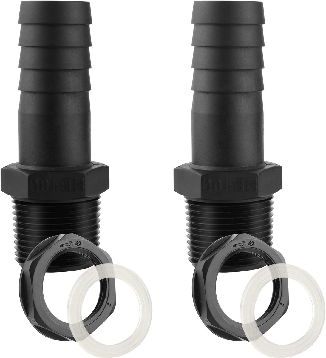 1 Inch PVC Slangdoorvoer voor Regenwateropvang, Waterbarrel Aansluiting met Tulle Seal, Geschikt voor Tuin en Irrigatie