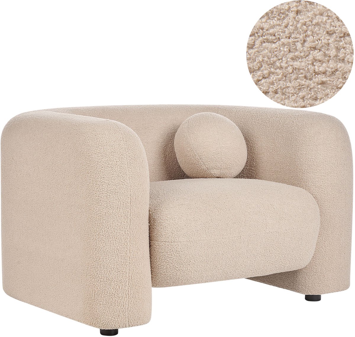 LEIREN - Fauteuil - Beige - Bouclé