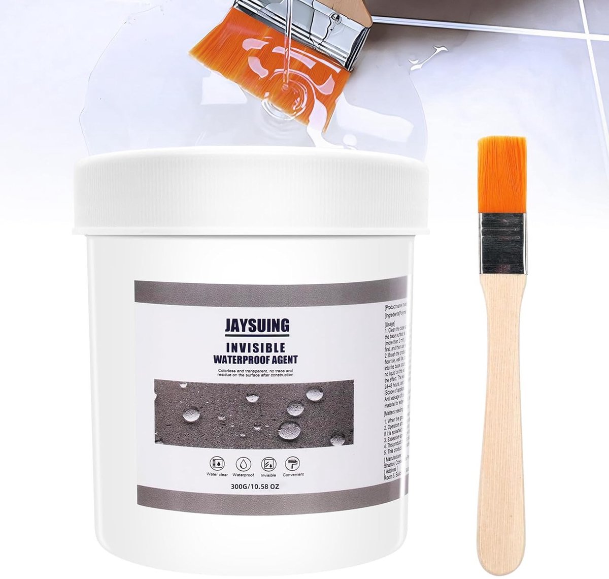 Super Sterke Onzichtbare Waterdichte Kit voor Muren, Dak en Badkamer - Antilek Isolatie Coating met Borstel en Transparante Afwerking