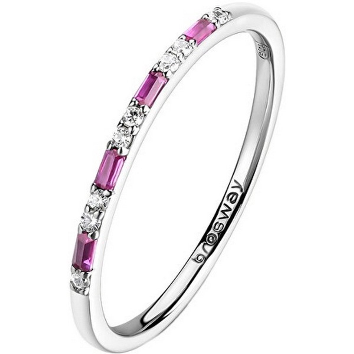 BROSWAY FANCY FPR144 - 54 MM - ZILVEREN RING MET ROZE/TRANSPARANTE ZIRKONIA'S 1 STUK