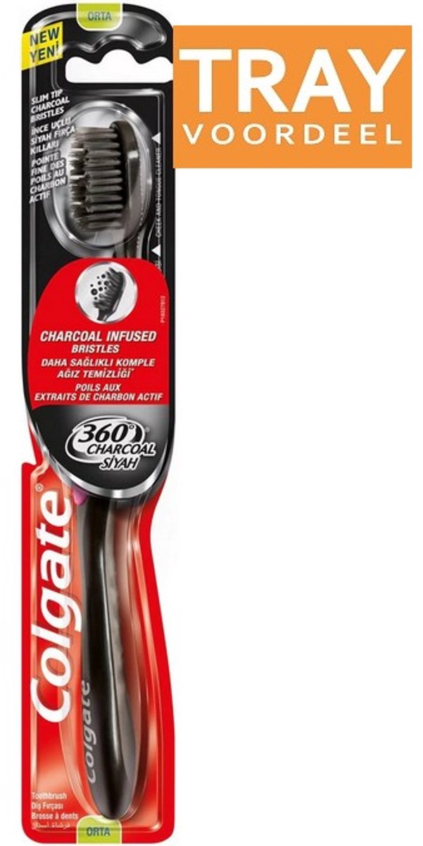 COLGATE CHARCOAL BLACK MEDIUM TANDENBORSTEL 12 X 1 STUK