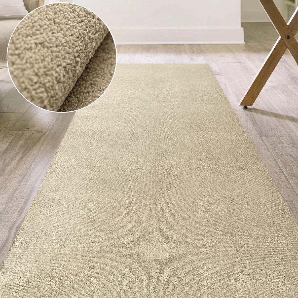 ANRO Badmat Beige 90x400cm Dun 3mm Antislip Douchemat Microvezel Wasbaar
