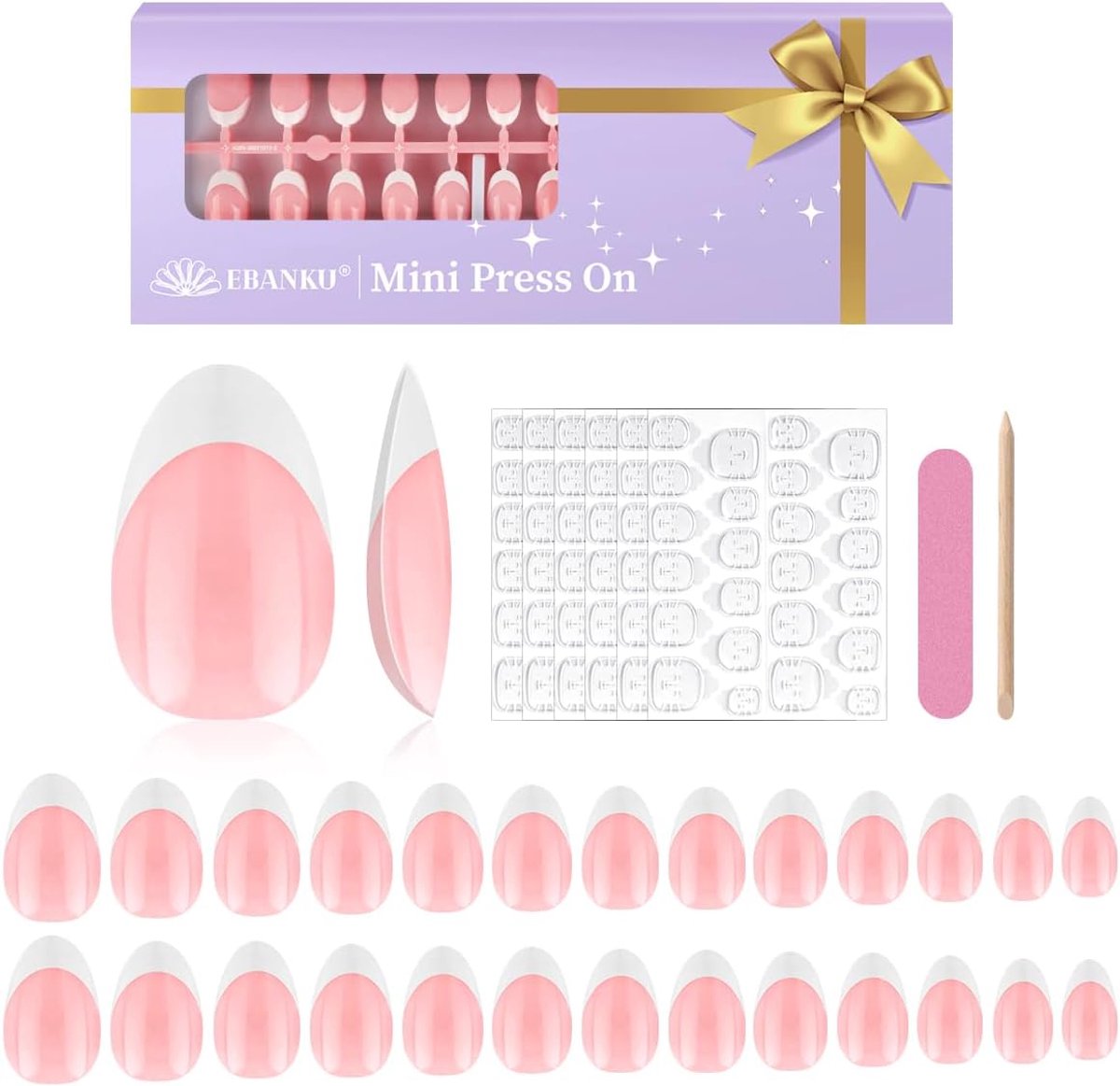 Thijox - 156 Stuks Valse Nageltips voor Kinderen - Franse Press-on Nagels - Volledige Dekking - Schattige Vingernageldecoratie voor Meisjes - Lichtgew