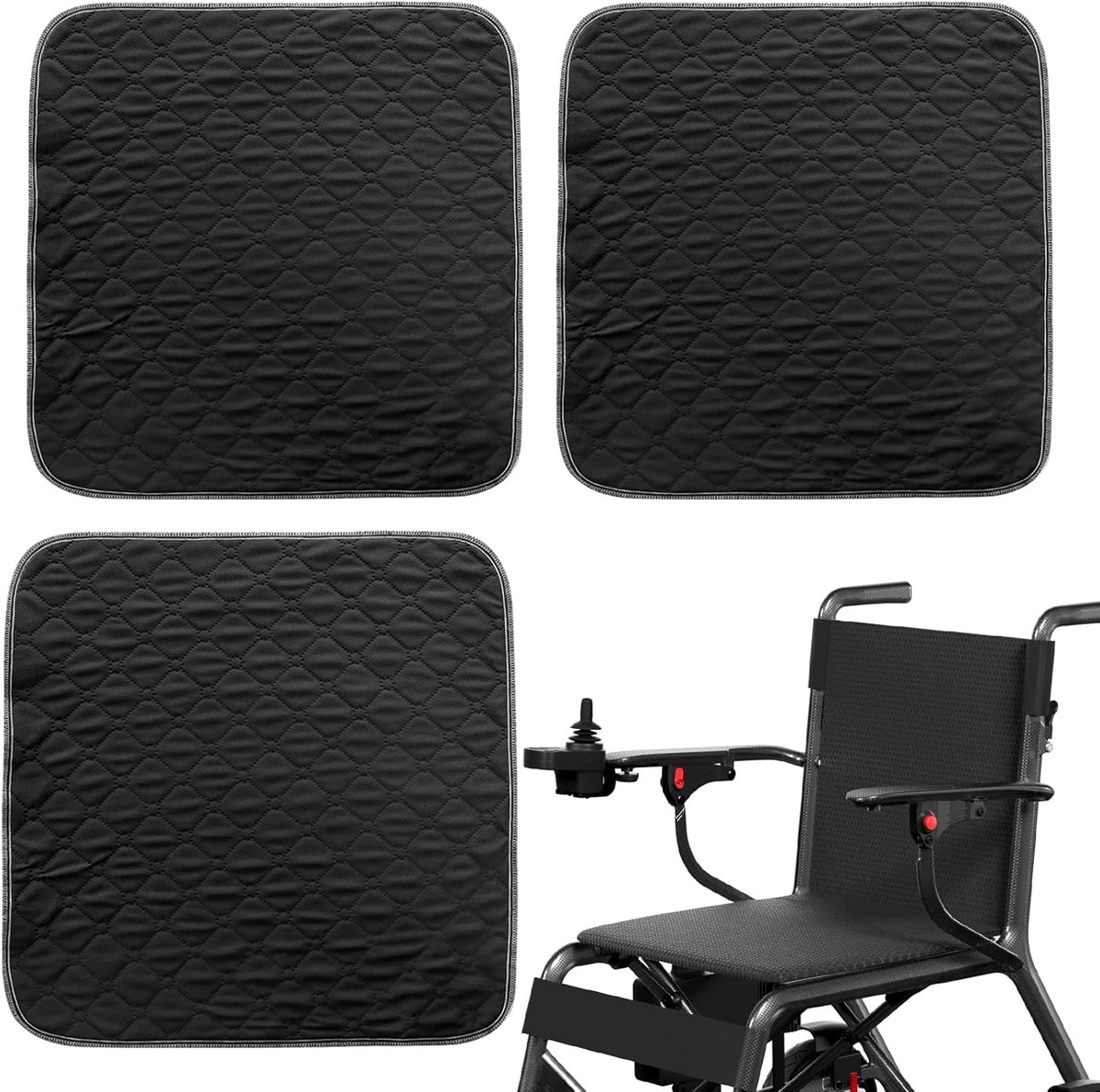Thijox - 3 Wasbare Incontinentie-onderleggers 50x50 cm - Waterdicht, Absorberend en Herbruikbaar voor Rolstoel, Auto en Bank