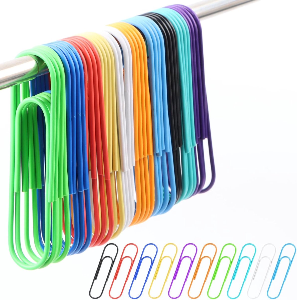 Thijox - Grote Paperclips 100 mm - Kleurrijke Metalen Papierklemmen - 50 Stuks - School en Kantoor Benodigdheden - Sterke Papierclips voor Documenten