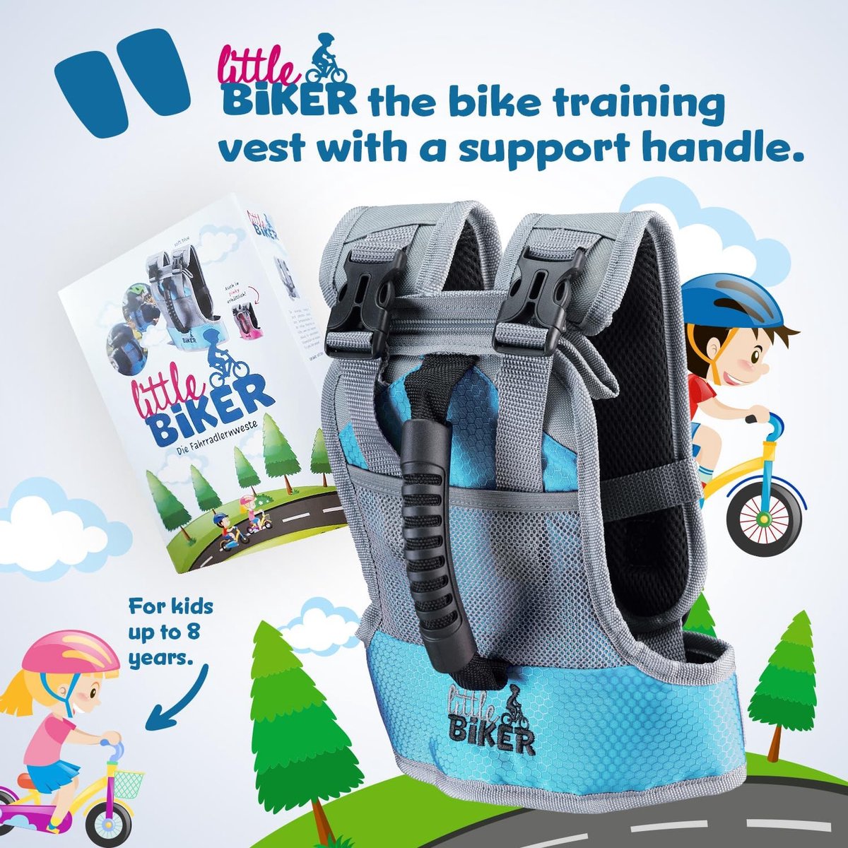 SnelShoppen Kindereducatieve Vest met Handgreep Verstelbaar voor Fietsen Inline Skaten Skiën Skaten Rollerskaten Comfortabel en Veilig Zwart