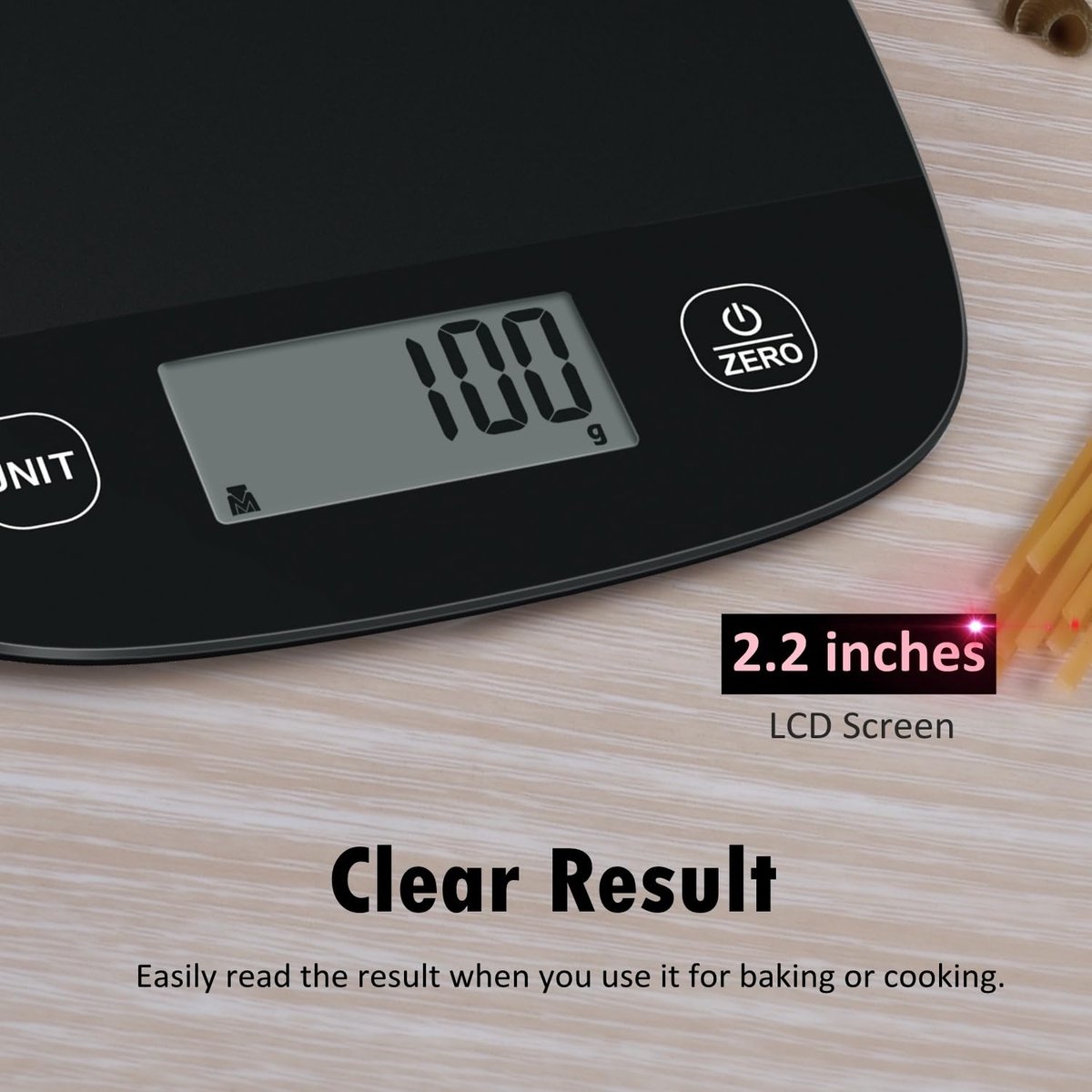 SnelShoppen - Digitale keukenweegschaal 5 kg, ultradun, multifunctioneel, groot display, kunststof platform, vingerafdrukbestendig, zwart, ideaal voor