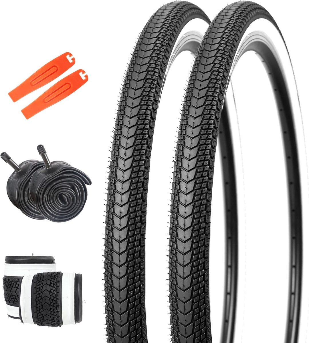 Thijox - Fietsbanden 26 inch Set 26 x 1,75 (44-559) met Binnenbanden, Bandenlichters - Voor Stadsfiets, MTB, Trekkingfiets, Jongeren, Vouwfietsen - Du