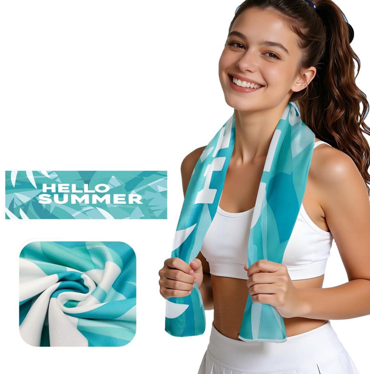 30x100 cm Koelhanddoek – Sneldrogende zomerhanddoek – Sporthanddoek – Yogamat-handdoek – Fitnesshanddoek om zweet af te vegen – Handdoek met print – Draagbare fitnesshanddoek – Unisex – Zweetafvoerend voor fitness, yoga, hardlopen, zwemmen en meer
