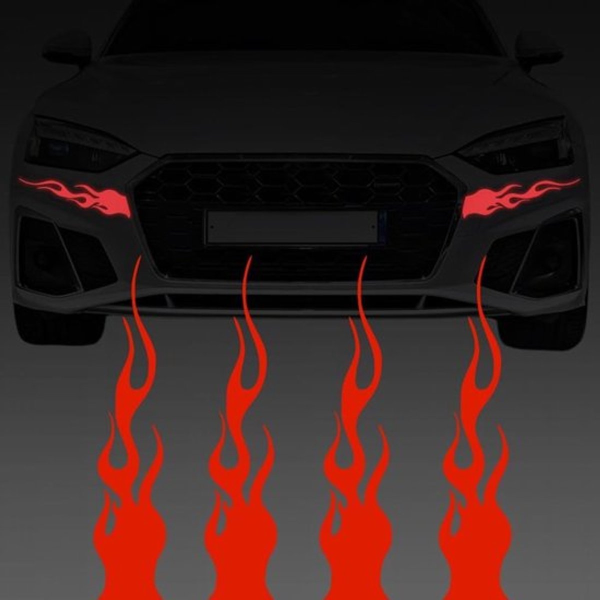 Autostickers - Rode vlam - Zelfklevend - Punk - Veiligheid - 4 stuks - Voor auto - Rood model 38 x 6 cm zelfklevende autosticker helm sticker stickers PET foto decoratieve automotive vellen voor doe-het-zelf skateboard laptop auto motorfiets