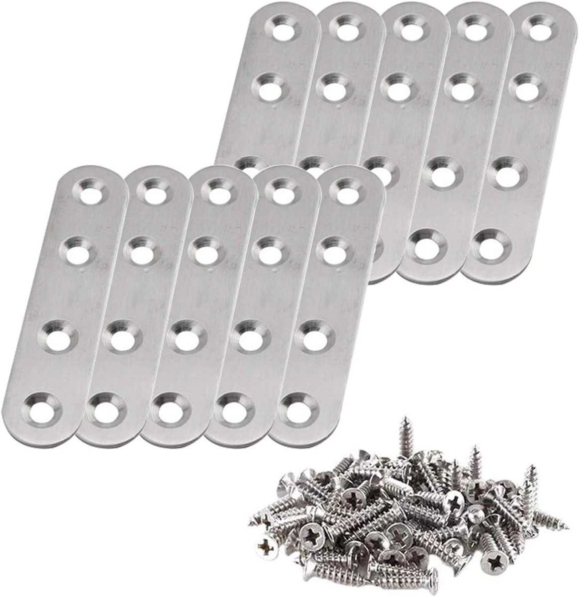 Stevige Hoekbeugels van RVS voor Zware Toepassingen met Schroeven - 10 Stuks, 60 x 17 mm, Ideaal voor Meubelconstructie en Klussen
