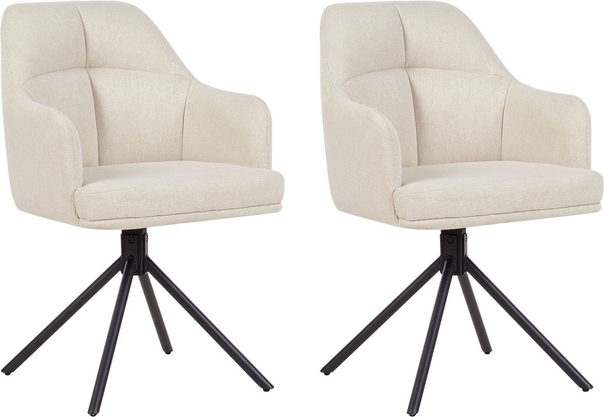 MIRA - Eetkamerstoel set van 2 - Beige - Polyester