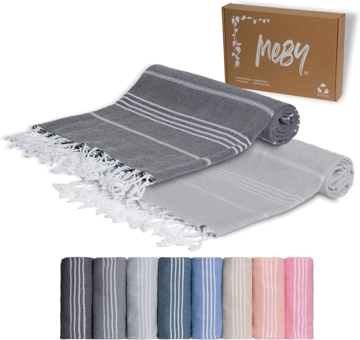 Thijox - Set van 2 XXL Saunahanddoeken (100x200 cm) - Antracietgrijs en Grijs - 100% Katoen - Perfect voor Sauna, Strand, Yoga, Picknick en Reis