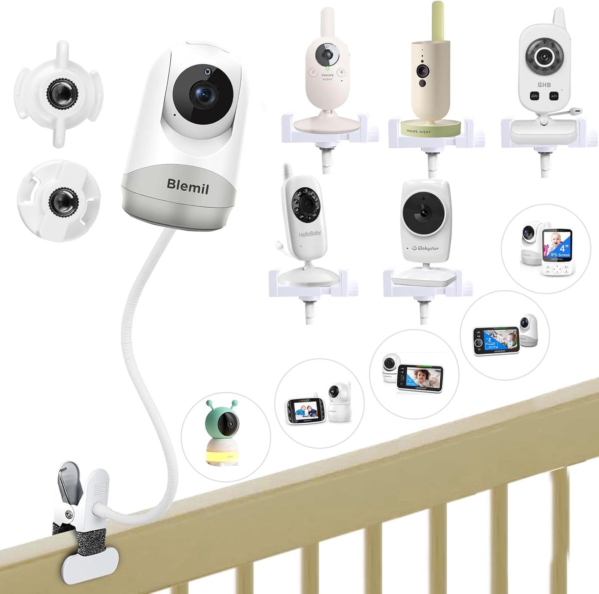 Thijox - Universele Babycamerahouder voor Flexibele Montage, Clip Stand voor Babyfoon, Geschikt voor Diverse Monitoren, Handige Accessoire voor Ouders