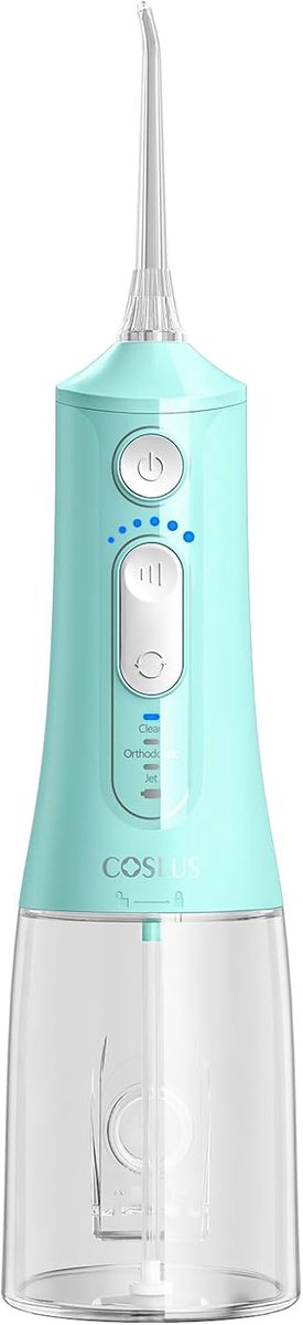 SnelShoppen - Draadloze Mondspoeler COSLUS C51 - 300 ml, 3 Modi, 18 Drukinstellingen, IPX7 Waterdicht, Perfect voor Orthodontie en Gevoelige Tanden, I