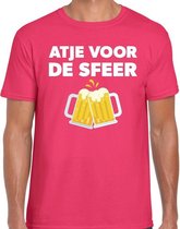 Atje voor de sfeer feest t-shirt roze voor heren - kroeg / feestje shirt maat L