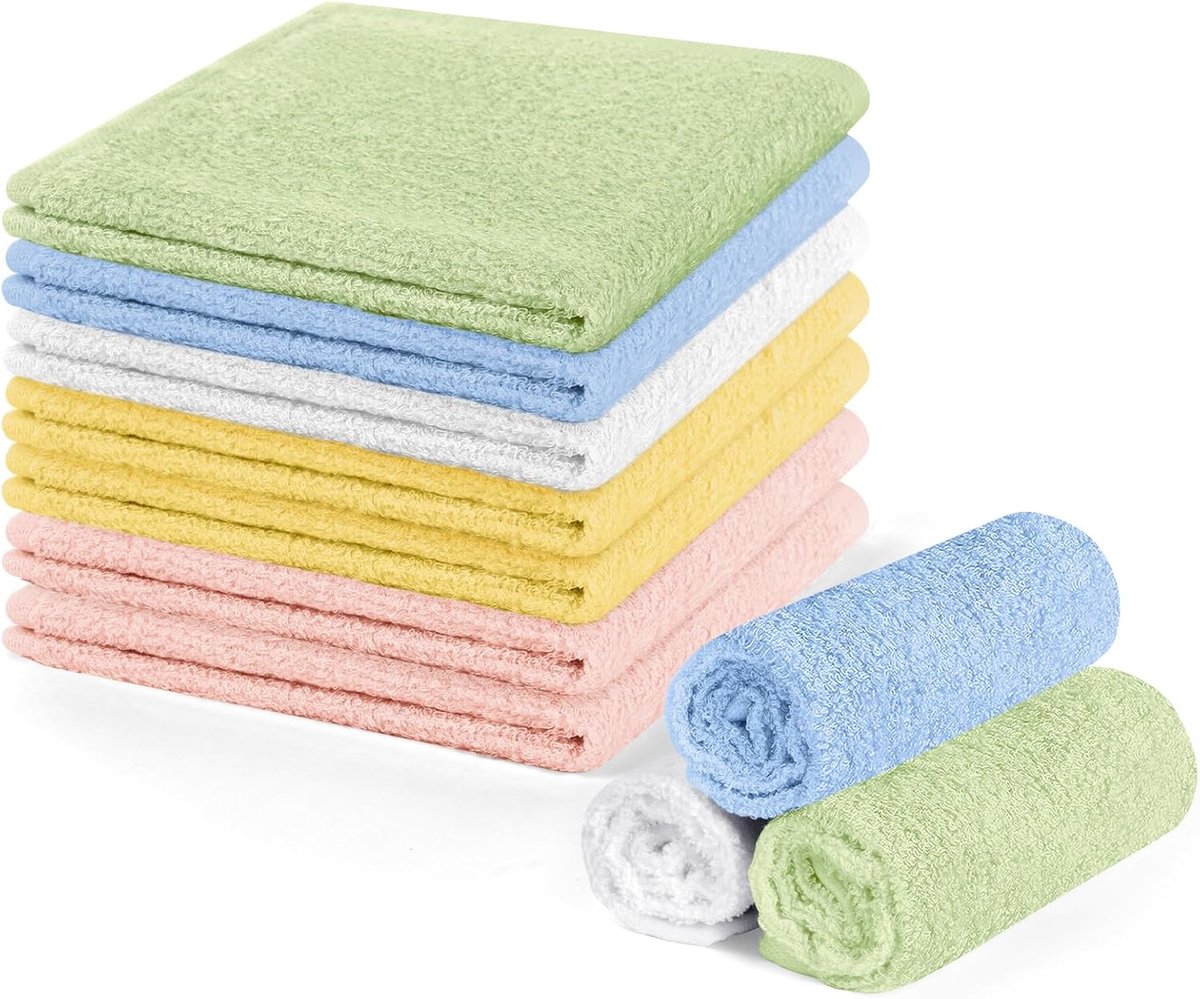 Thijox - 10 Wasbare Microvezel Reinigingsdoekjes 25x25 cm - Bamboehoutskoolvezel voor Huidverzorging, Make-up Verwijderen, Babyverzorging, Gevoelige H
