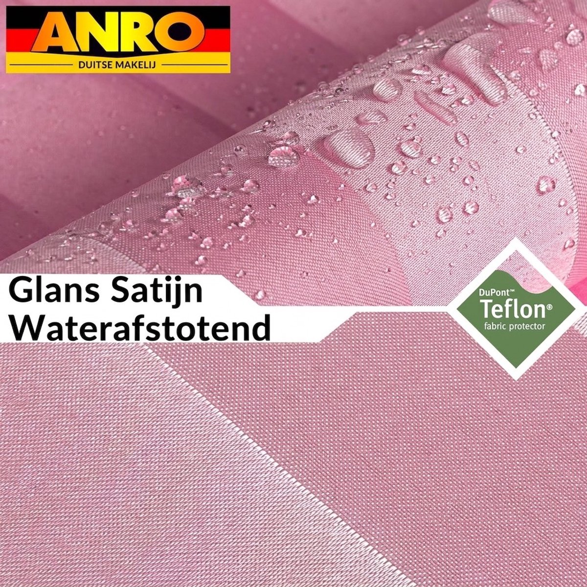ANRO Douchegordijn Effen Roze 240x200cm Wasbaar Met Ringen Waterafstotend Badgordijn