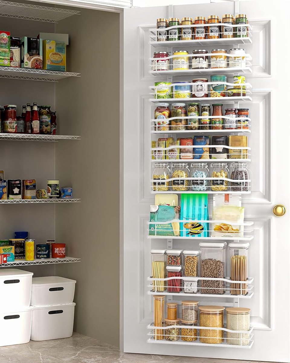Thijox - Wit 9-Tier Over De Deur Pantry Organizer - Metalen Kruidenrek Planken voor Keuken, Wasruimte en Badkamer - Ideale Opslagoplossing voor Keuken