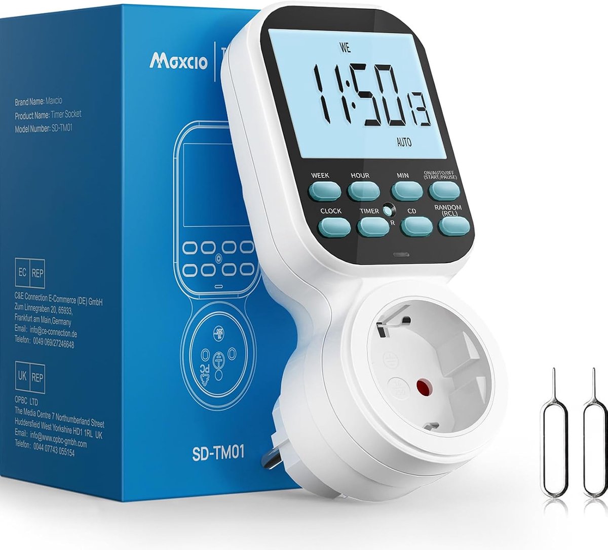 SnelShoppen - Digitale Timer Stopcontact met Countdown en Lusmodus, Programmeerbaar Elektronisch Stopcontact, 1 Stuks voor Thuis, Keuken, Tuin en Camp