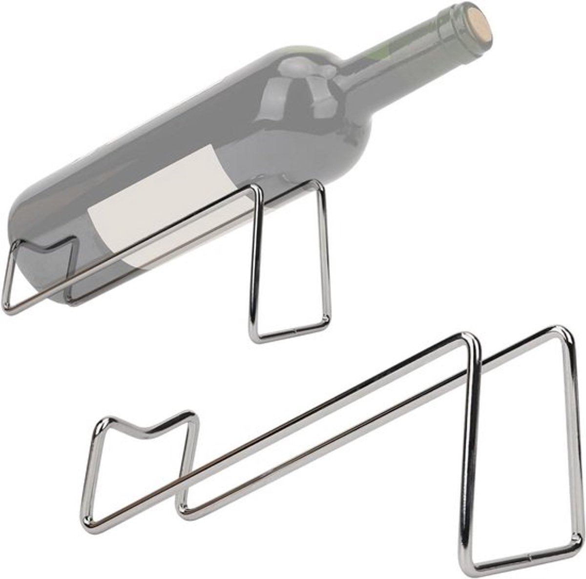 - Wijnrek - Flessenhouder - Draagbaar - Champagne - Wijn - Desktopopbergstandaard - Modern - Decoratief - Geschikt voor - Zilver - 2 stuks - Metaal - Organizer