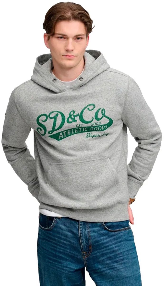 Superdry Vintage Script Hoodie Heren Hoodies Grijs