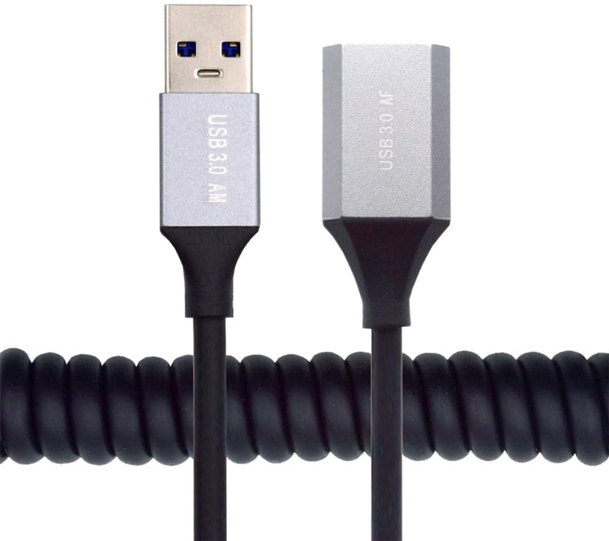 SolidKeus - Coiled USB 3.0 Type-A naar USB-A Verlengkabel 100cm