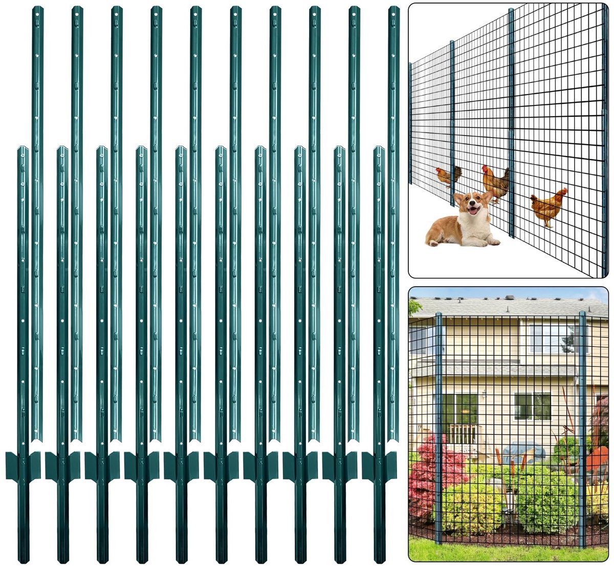 Metaal Omheiningspalen - U-paal 213 cm - Set van 10 Stuks
