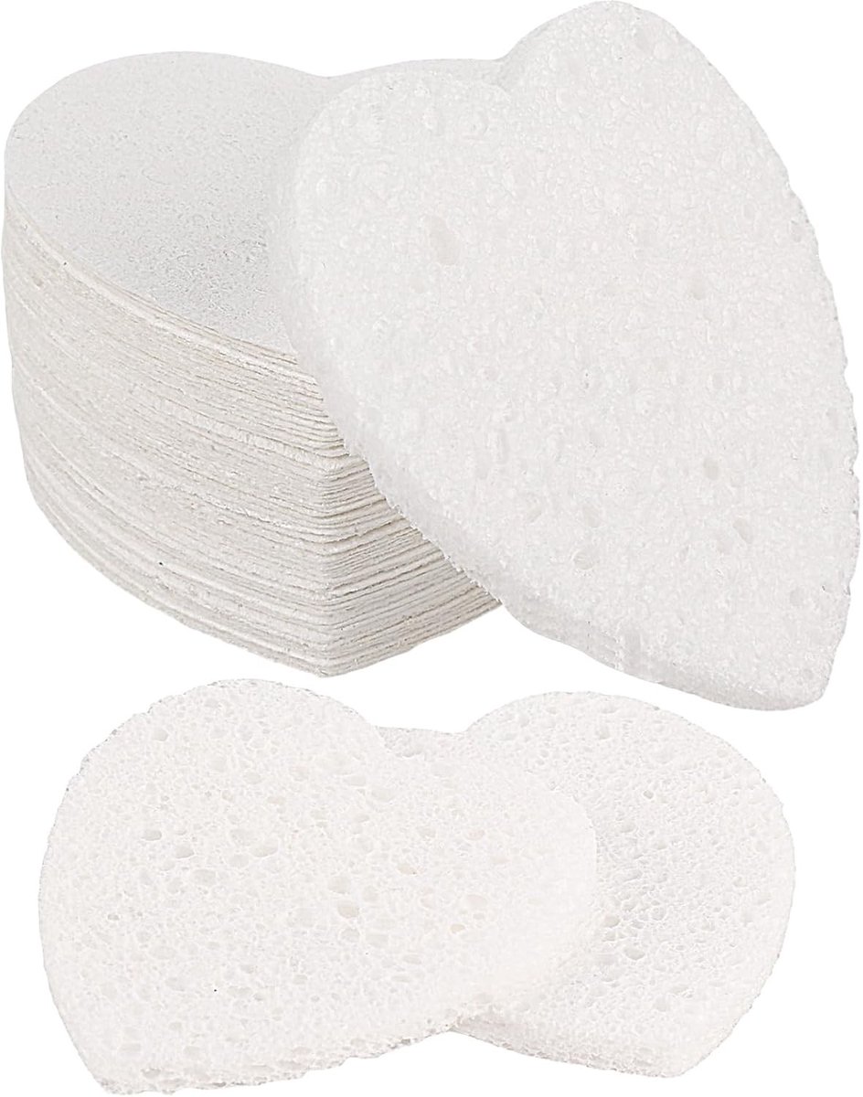 60 Stuks Witte Hart Sponsjes voor Reiniging en Exfoliatie, Natuurlijke Herbruikbare Gezichtspons voor Diepe Reiniging en Huidverzorging
