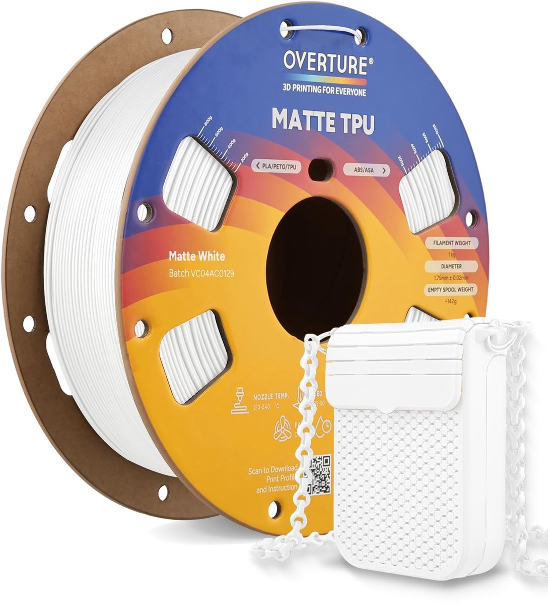 SolidKeus - Matte TPU Navulfilament 1,75 mm Mat Wit