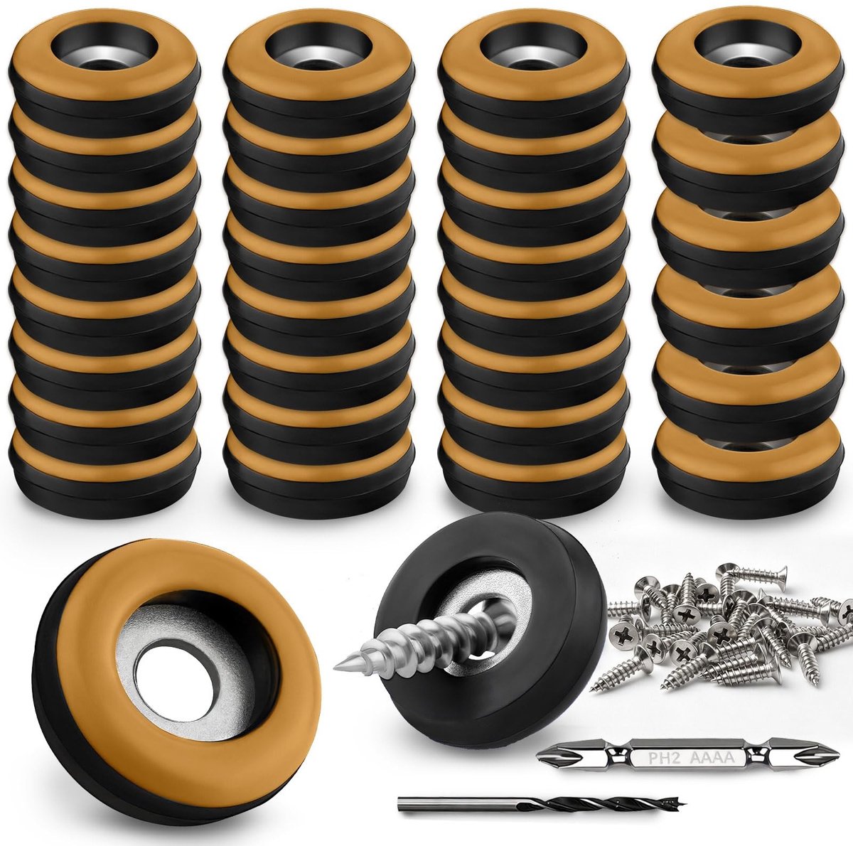 SolidKeus - Teflon Glijders voor Schroeven Ø 19/22/25/30/38/50mm, 32 Stuks