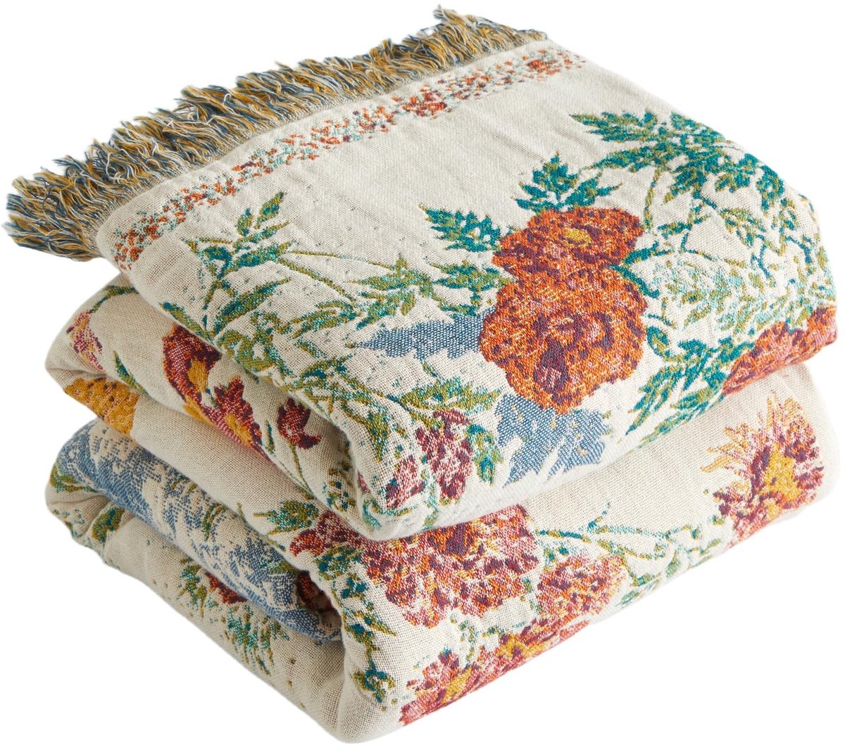SolidKeus - Boho Bedsprei van 100% Katoen 150 x 200 cm met Franje