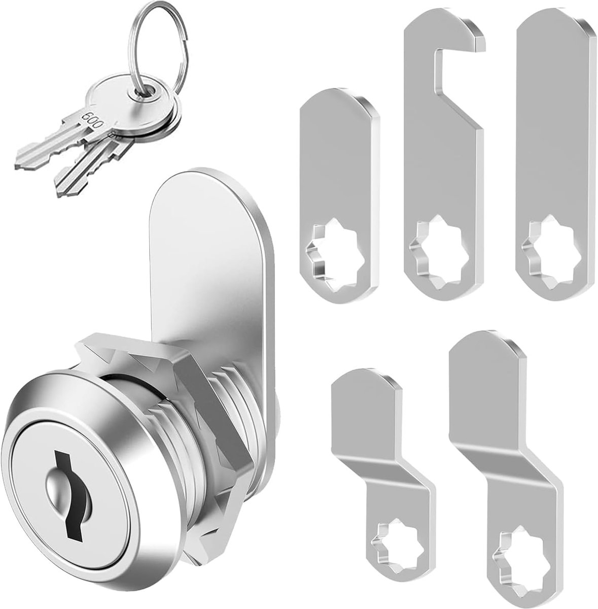 Brievenbusslot met 5 verschillende slotplaten en 2 sleutels - 16 mm kastslot - brievenbusslot - lockerslot - hefboomslot - meubelslot voor kastdeuren - meubels gebruikt