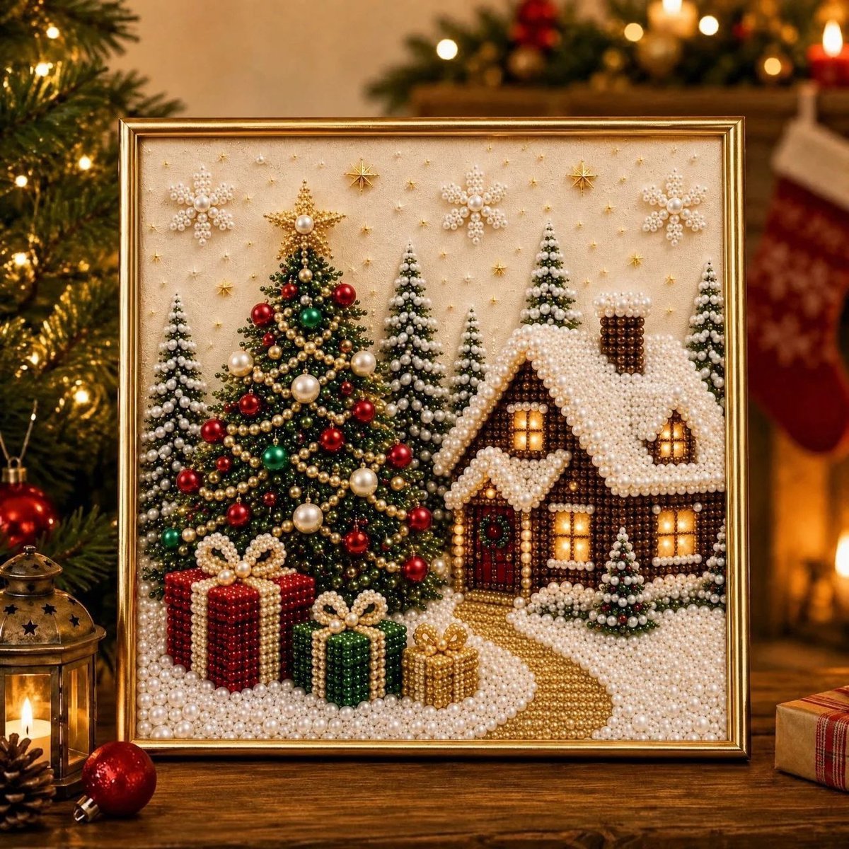 Casalora® 3D Kerst Diamant Schilderij DIY Kit – Kerstman/Kerstboom/Sneeuwpop/Rendier – Diamond Painting Set met Parels – Creatieve Hobby voor Volwassenen & Beginners – Wanddecoratie – 20 x 20 cm