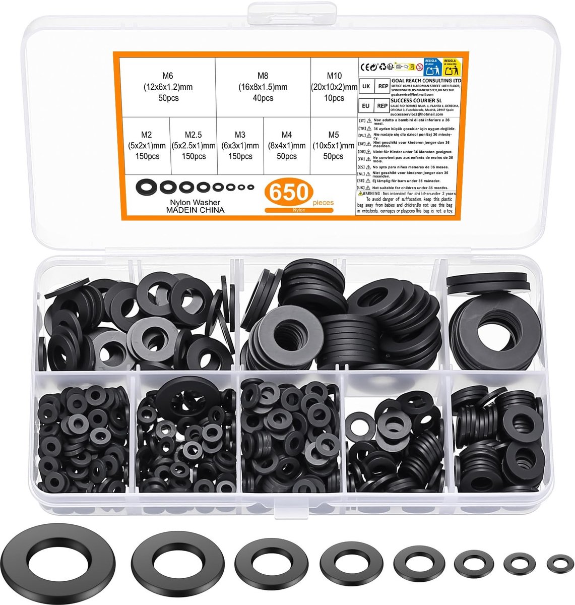 SolidKeus - Set van 650 Nylon Wasringen voor Schroefisolatie