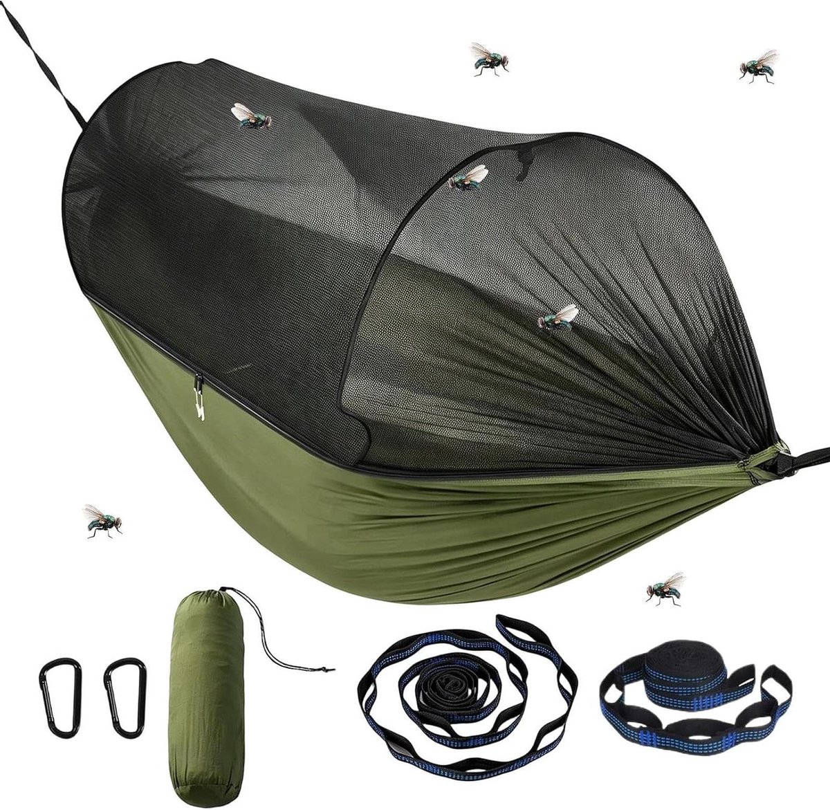 Hangmat Tent - Kampeer Hangmat Systeem - Outdoor Slapen - Geïntegreerd Vliegennet - 270x140 cm - Meerkleurig