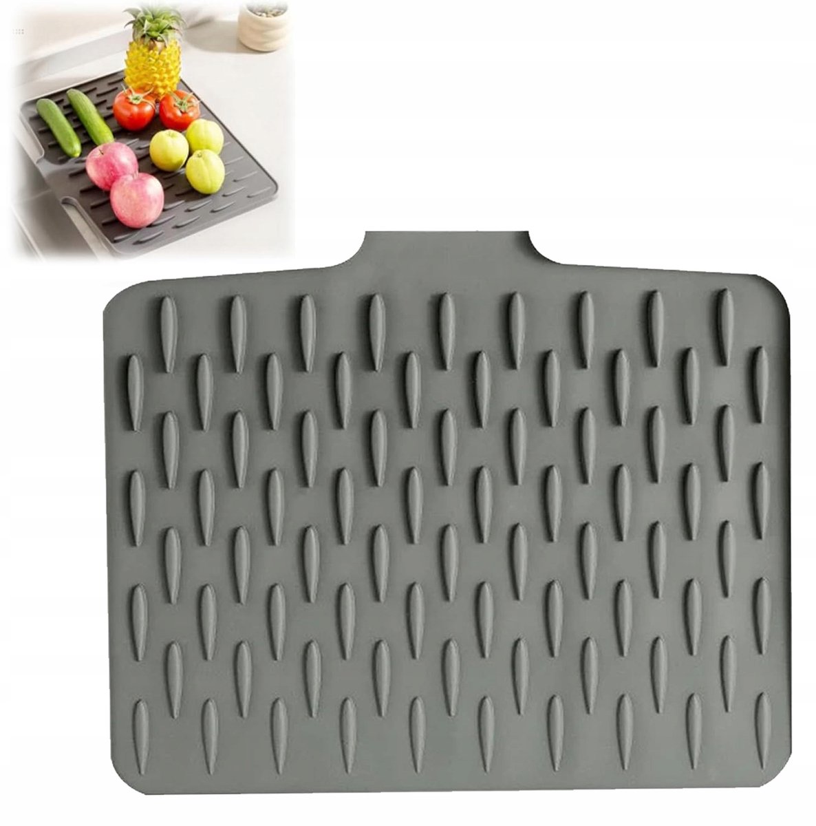 Siliconen Afdruipmat Keuken - 40x32.5cm - Grijs