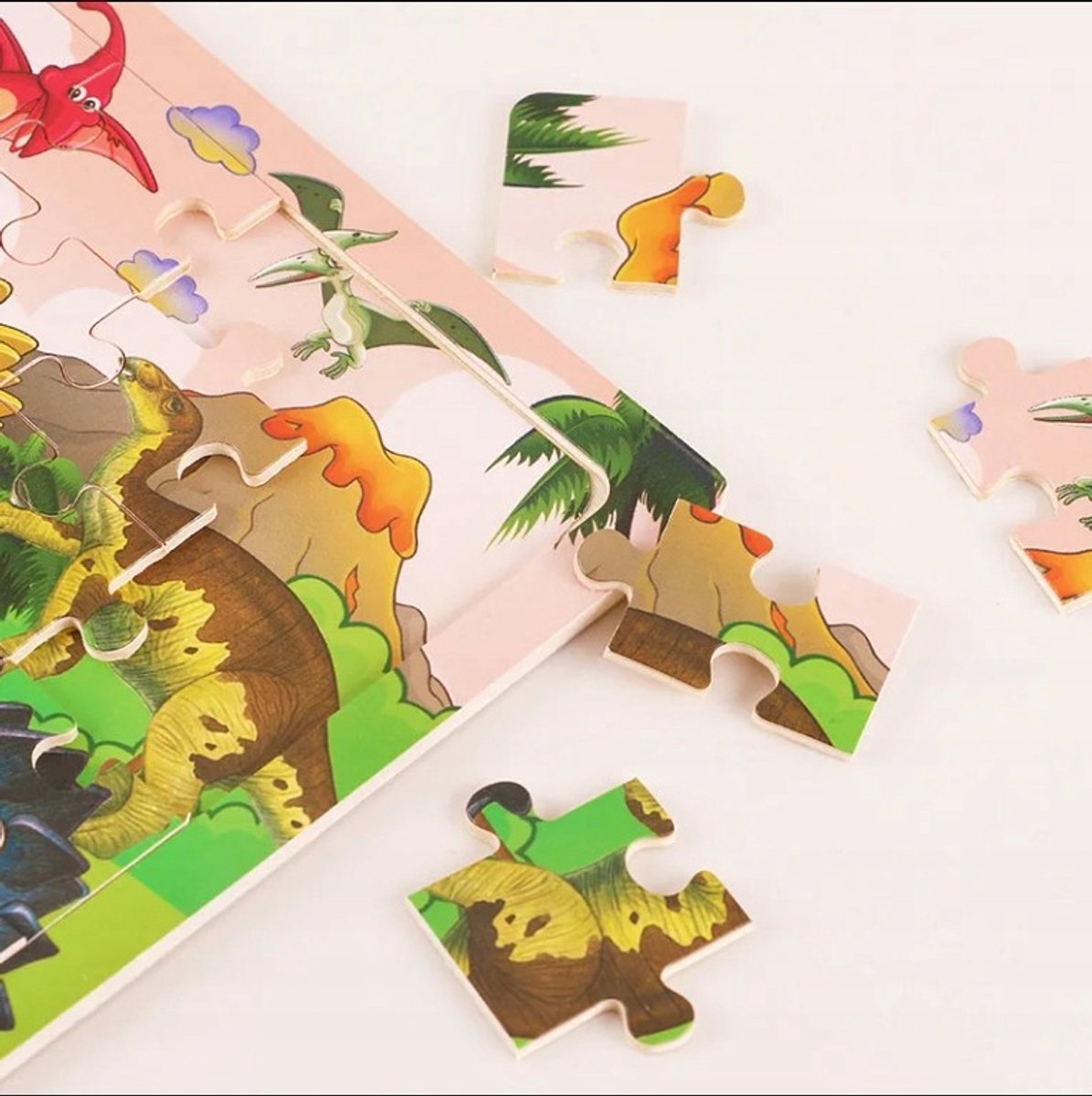 Houten Puzzel 30 Stukken - Montessori Dinosaurus Educatief Speelgoed