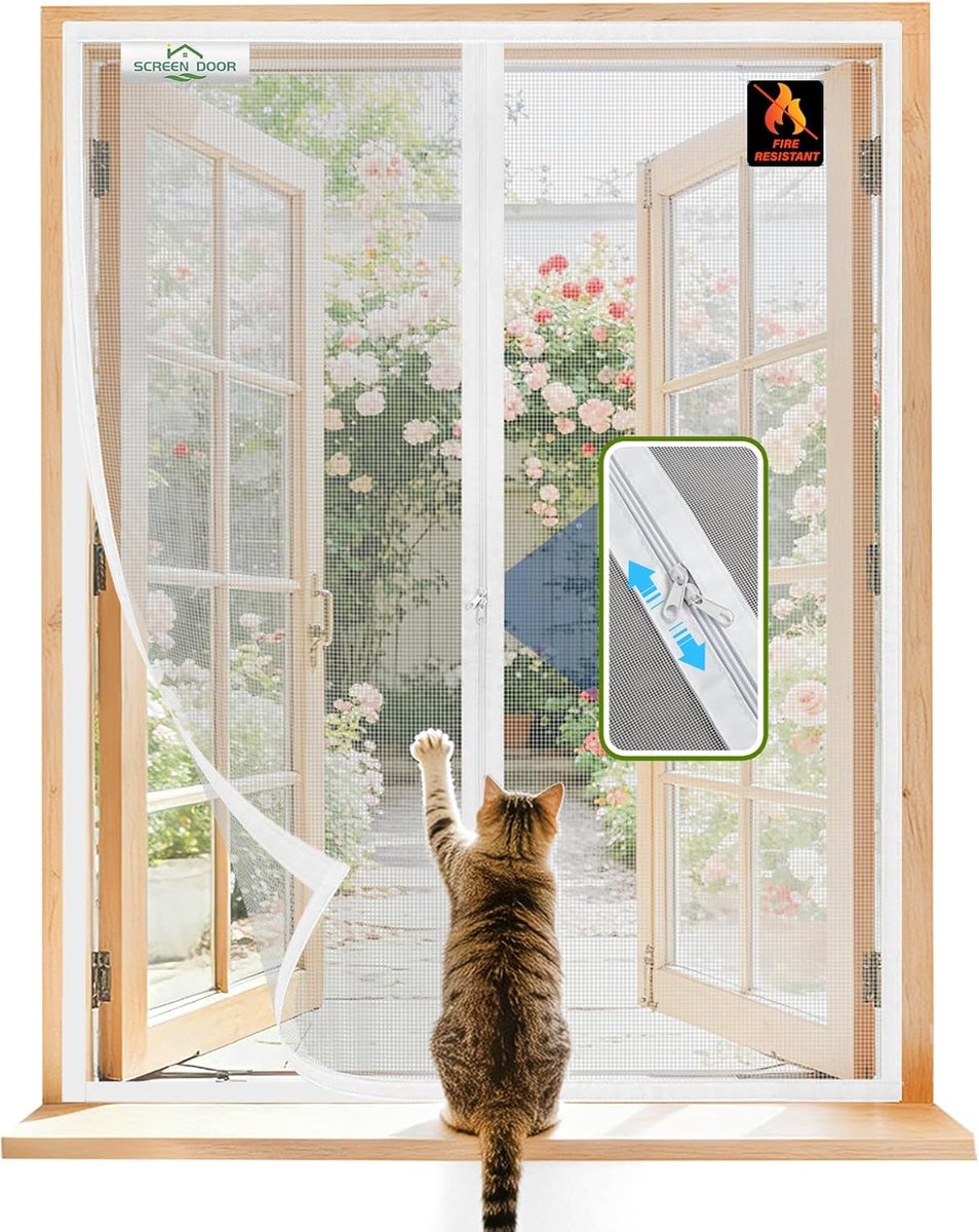 SCREEN DOOR Vliegengaas voor ramen - insectenbescherming 100x100 cm - zonder boren - glasvezel met sterke vlamvertragende en scheurvaste eigenschappen - ritsen zijn beter geschikt - zwart