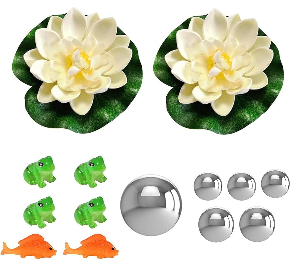 SolidKeus - Mini Tuinvijver Decoratieset met Drijvende Lotus en Koi Karper