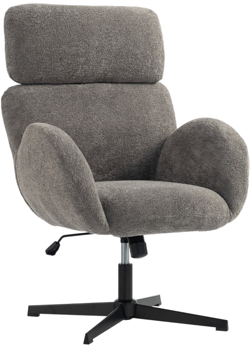 COVREO Bureaustoel 67x68x103-113 cm grijs stof, met verstelbare hoofdsteun