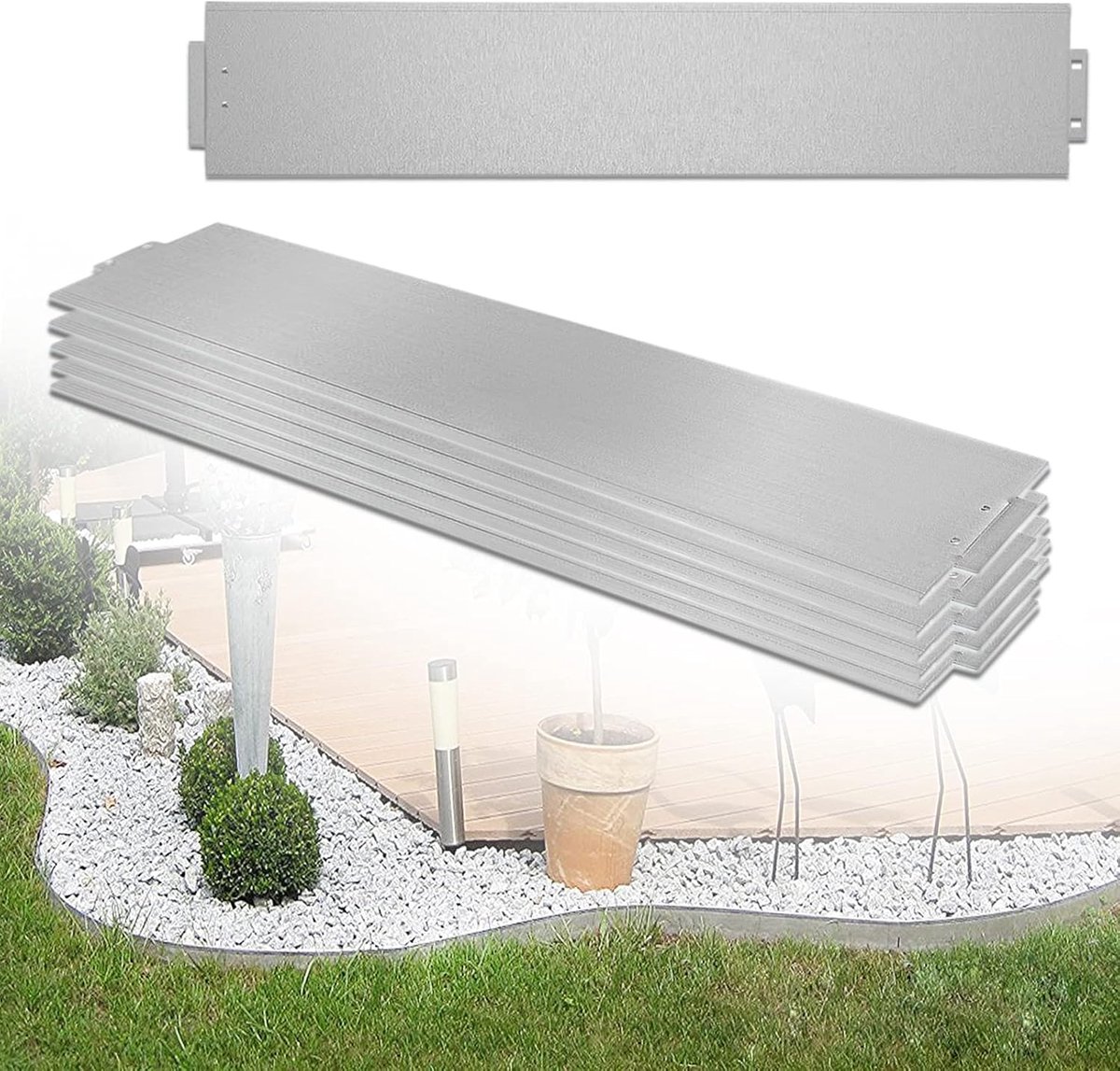 Gazonrand metaal 35 m bloembed behuizing bed omranding verzinkt 100x18 cm per stuk bloembegrenzing gazonplaten maairand palissade