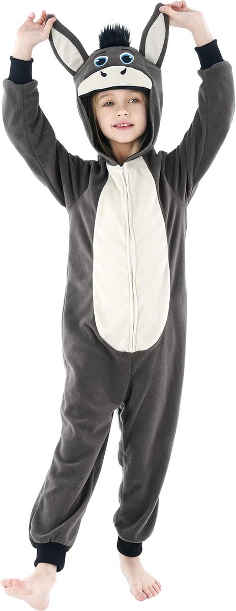 Party Fleece Kerstmis ezel romper kostuum voor jongens en meisjes S (4-6)