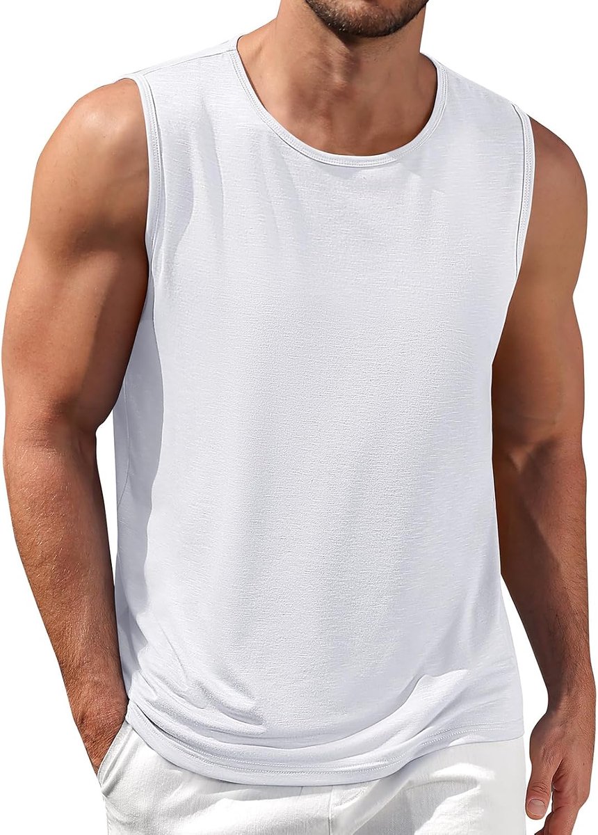 Heekpek Tanktop voor heren, set van 2, sporttanktop, fitnessshirt, casual spiershirts, mouwloos T-shirt voor heren, crop top