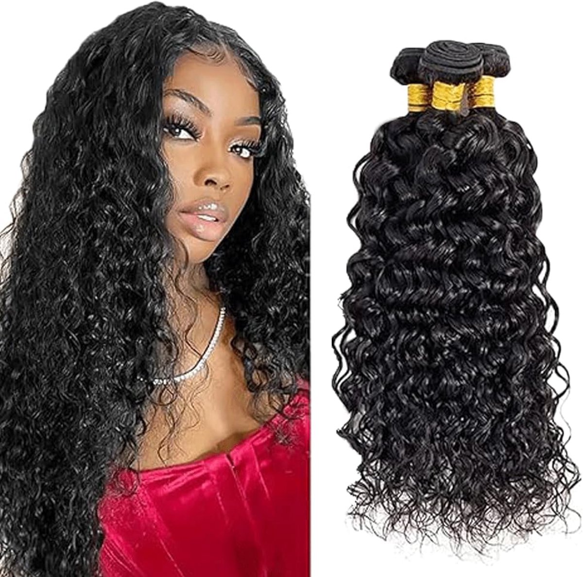 Wave Peruik Dames Bundles Human Hiar Unprocessed Brazilian Virgin Human Hair Extensions 1B Natural Black Bundle With Minimal Shedding For Women 22 24 26 Inch