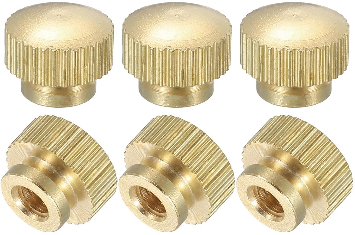 Vlindermoeren, 6 stuks, M4 x D10 mm x H8 mm, blote messing gat met hoge kop, blinde kraag, bevestigingselementen voor 3D-printeronderdelen