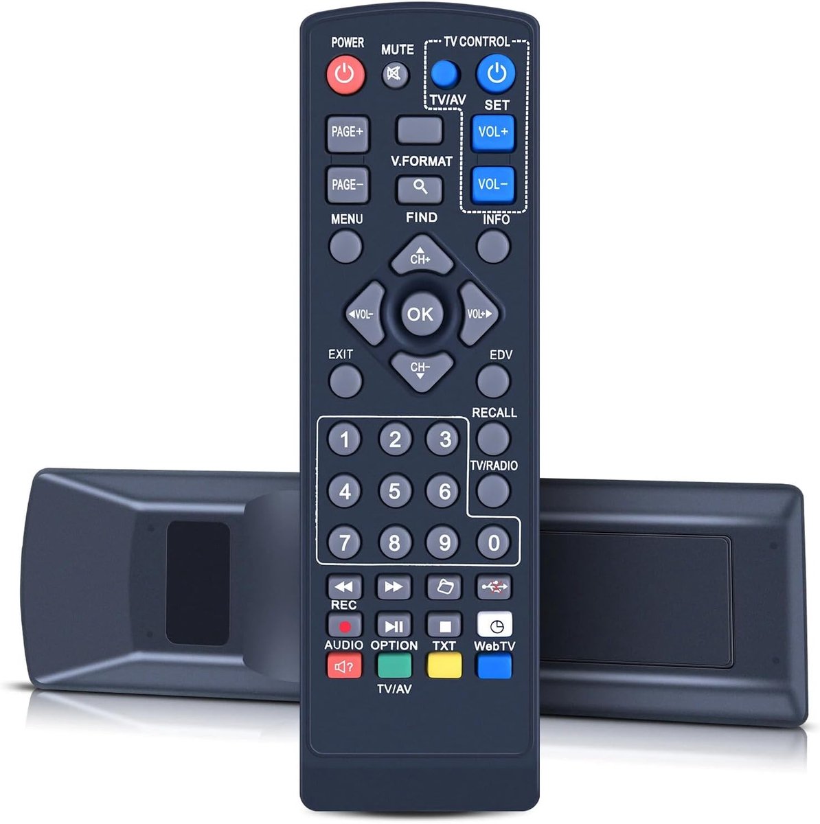 Afstandsbediening voor EDISION EDI-RCU 1 Learn, compatibel met 2in1 TV & ontvanger, Picco T2, Picco T265, Picco T265+, Nano T265+, Picco T265 pro, Proton S2, Picco S2