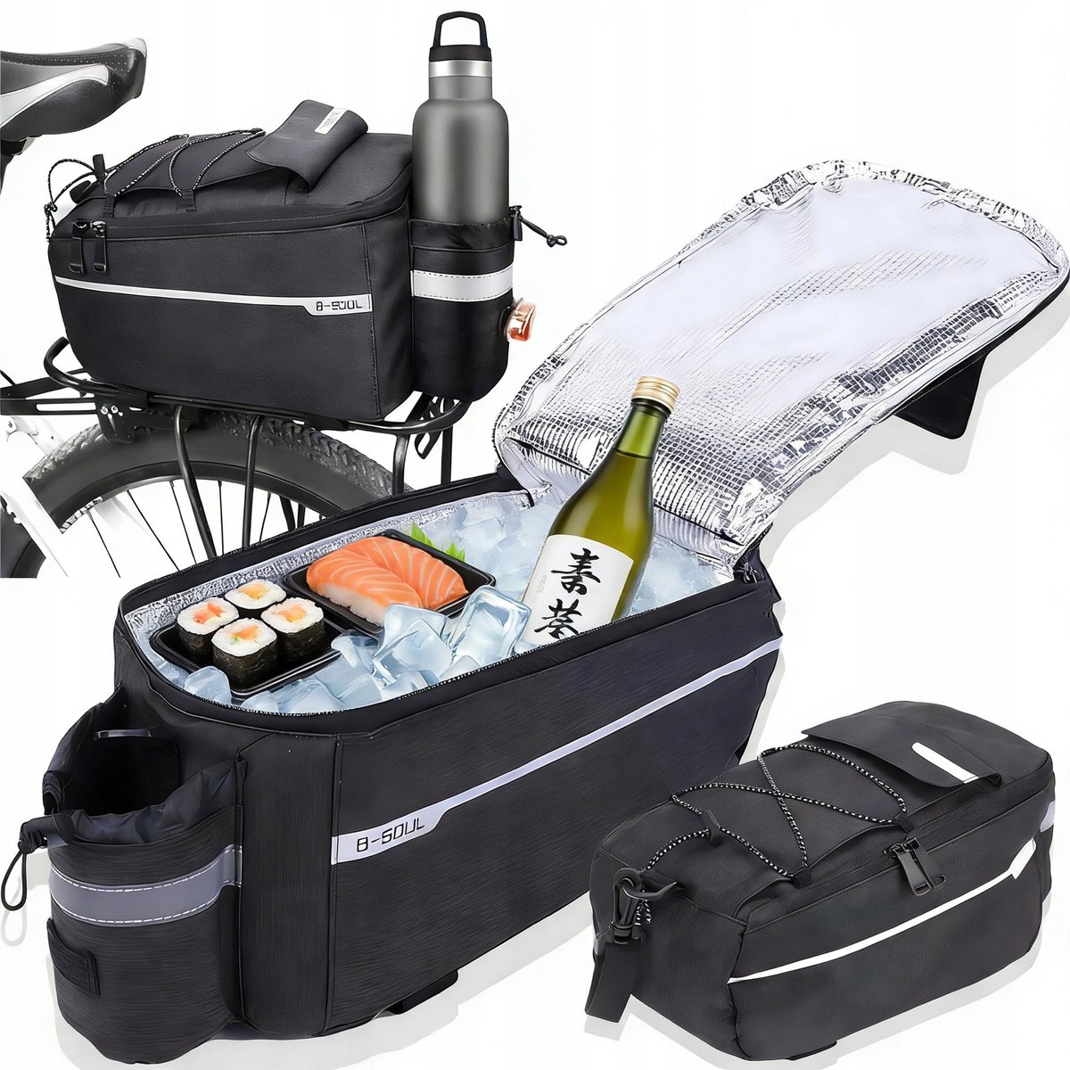 Waterdichte Fietstas Achterdrager 10L met Schouderband & Reflectie